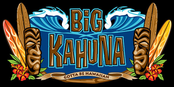 Hawaii Beach Towel Big Kahuna Wave with Tikis 