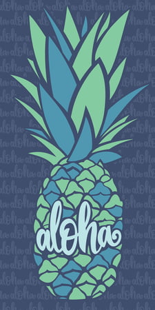 Pineapple Mosaic (30" x 60") Beach Towel