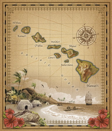 Microfleece Towel Blanket 60"x70" - Vintage Isle Map