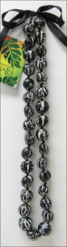 Kukui Leis, Chokers & Wristlets LEI KUKUI NUT BLACK & WHITE