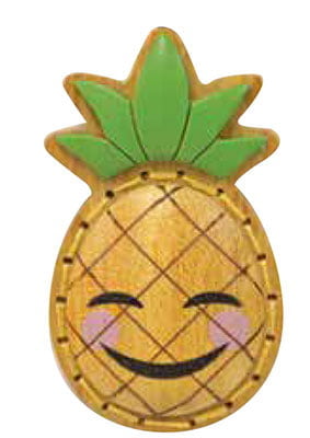 Aloji Emoji Wood Keychain Pineapple Stitch Blush - Pack of 3