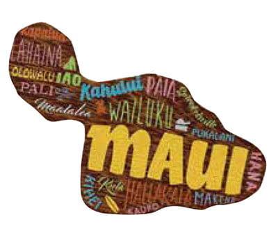 Painted Island Wood Keychain Maui - Pack of 3