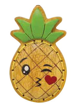 Aloji Emoji Wood Keychain Pineapple Stitch Kiss - Pack of 3