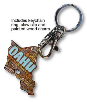 Painted Island Wood Keychain Island Chain - Pack of 3