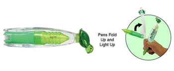 Folding Light Up Pen Hawaii Sea Turtle Green -Pack of 6