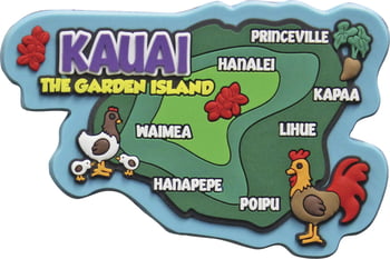 Kauai Map Rubber Magnet