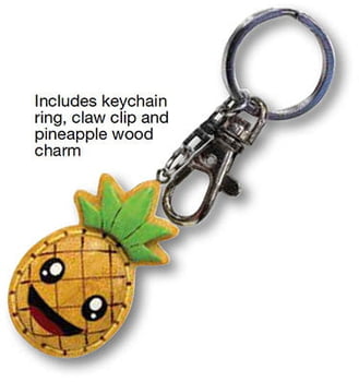 Aloji Emoji Wood Keychain Pineapple Stitch Happy - Pack of 3