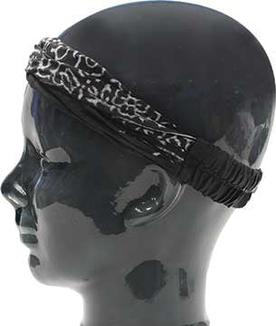Island Headband - Batik Black with White