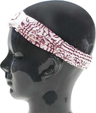 Island Headband - Batik White with Red