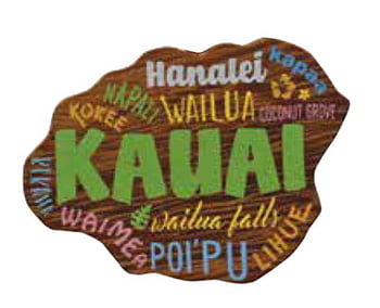 Painted Island Wood Keychain Kauai - Pack of 3