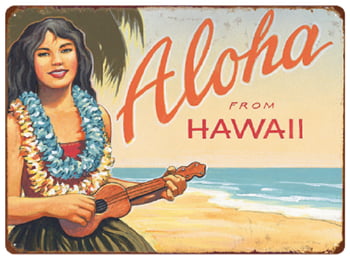 Vintage Metal Sign 12 x 16 - Aloha from Hawaii