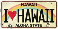 6"x12" Vintage License Plate - I Love Hawaii