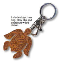 Laser Engraved Wood Keychain Hibiscus - Pack of 3