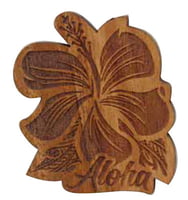 Laser Engraved Wood Keychain Hibiscus - Pack of 3