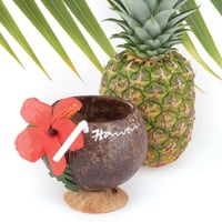 Coconut Cup with Straw & Flower