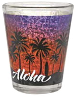 Foil Base Shot Glasses - Palm Sunset