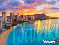 Badge Magnets Oahu -Waikiki Beach Sunrise - Pack of 5