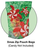 Christmas Zip Bags - Candy Cane Heart - Pack of 36 Bags