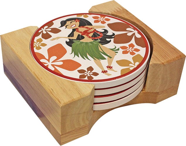 Hawaiian Ceramic Coasters Hula Girl Coaster