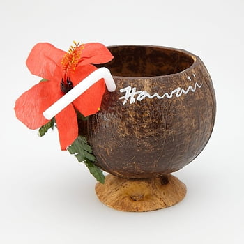 Coconut Cup with Straw & Flower