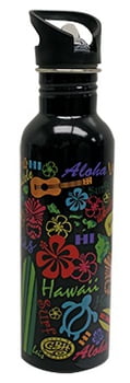 Water Bottles & Flasks Water Bottle - Black Words of Hawaii