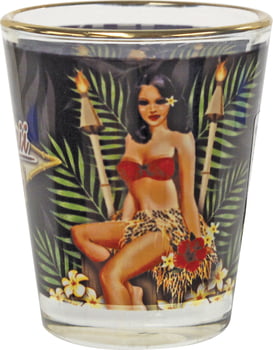 Pin Up Black Palm Shot Glass