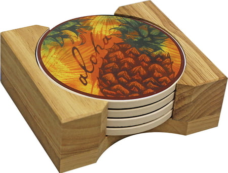 Hawaiian Ceramic Coasters - Pineapple Splash