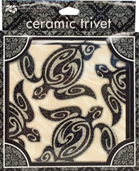 Tribal Honu Ceramic Tile Trivet