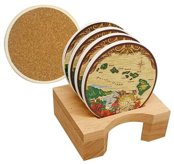 Hawaiian Ceramic Coasters - Brown Island Chain